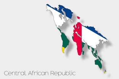 Orta Afrika ülkesi 3D izometrik bayrağı çizimi