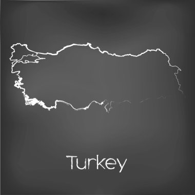 Adı ve şeklini tebeşir gemide izole ülke şekli