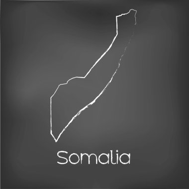 Adı ve şeklini tebeşir gemide izole ülke şekli