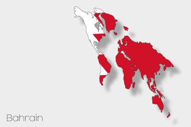 Bahreyn ülke 3D izometrik bayrağı çizimi