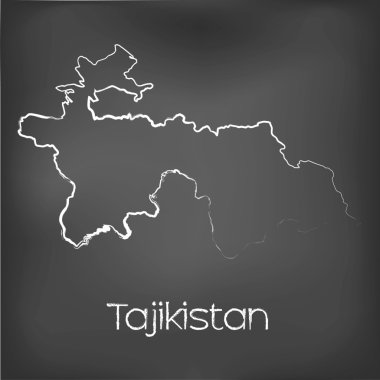 Adı ve şeklini tebeşir gemide izole ülke şekli