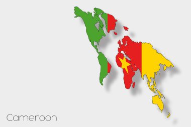 Kamerun ülke 3D izometrik bayrağı çizimi