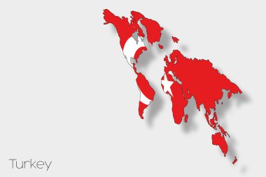 Türkiye'nin ülke 3D izometrik bayrağı çizimi