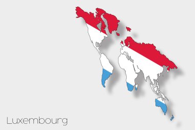 Lüksemburg ülke 3D izometrik bayrağı çizimi