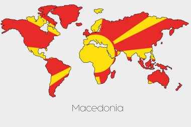 Şeklin içindeki bayrak resmi ülke Dünya Haritası