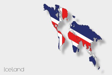 İzlanda ülke 3D izometrik bayrağı çizimi