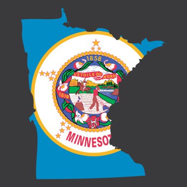 Minnesott devlet içinde bayrağı ile son derece detaylı bir harita