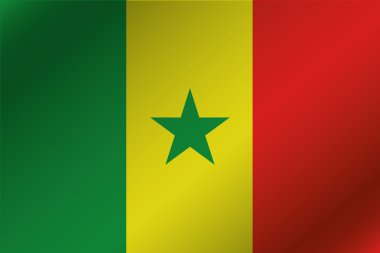 Senegal ülke 3D dalgalı bayrağı çizimi