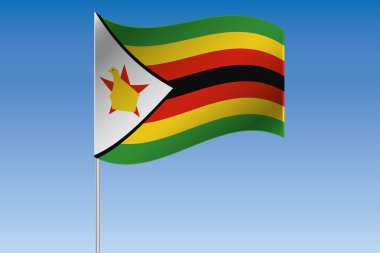 3D bayrak illüstrasyon Zimbab ülkenin gökyüzünde sallayarak