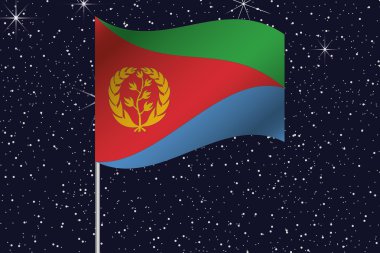 3D bayrak illüstrasyon ülkenin gece gökyüzünde sallayarak  