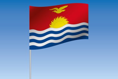 3D bayrak illüstrasyon Kiriba ülkenin gökyüzünde sallayarak