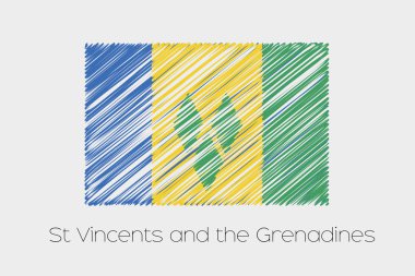 Karalanmış Saint Vincents ülke bayrağı çizimi ve