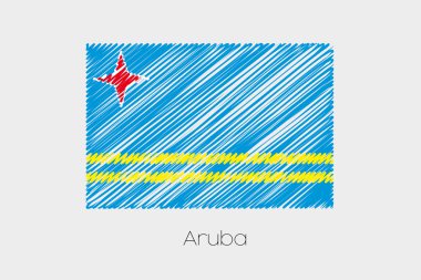 Aruba ülke karalanmış bayrağı çizimi