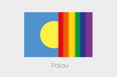 LGBT bayrak illüstrasyon Palau bayrağı ile