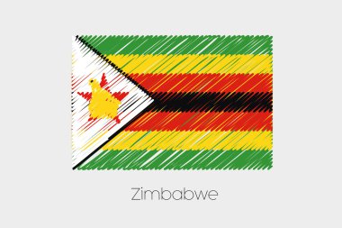 Zimbabve ülke karalanmış bayrağı çizimi