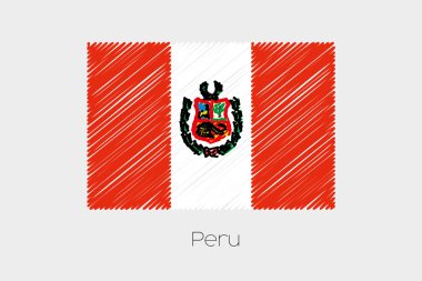 Peru ülke karalanmış bayrağı çizimi