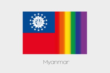 LGBT bayrak illüstrasyon Myanmar bayrağı ile