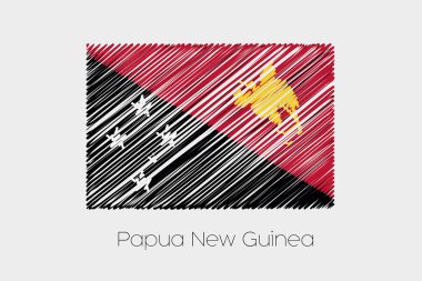 Papua Yeni Gine ülke karalanmış bayrağı çizimi
