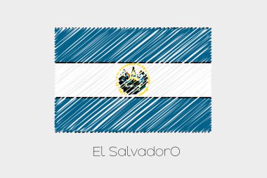 El Salvador ülke karalanmış bayrağı çizimi