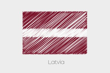 Letonya Ülke karalanmış bayrağı çizimi