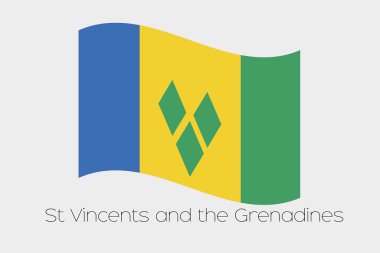 3D sallayarak bayrak illüstrasyon Saint Vincents ülkenin bir