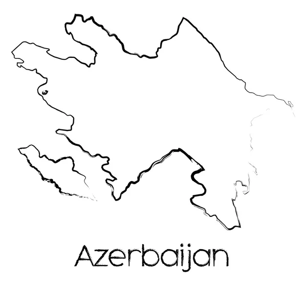 Forma scarabocchiata del Paese dell'Azerbaigian — Vettoriale Stock
