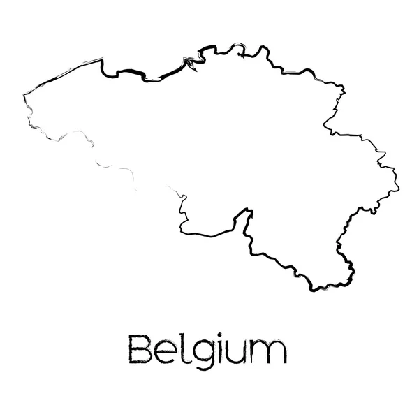 Scribbled Forma do País da Bélgica — Vetor de Stock