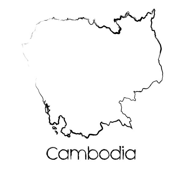 Scribbled Shape of the Country of Cambodia — Stock Vector