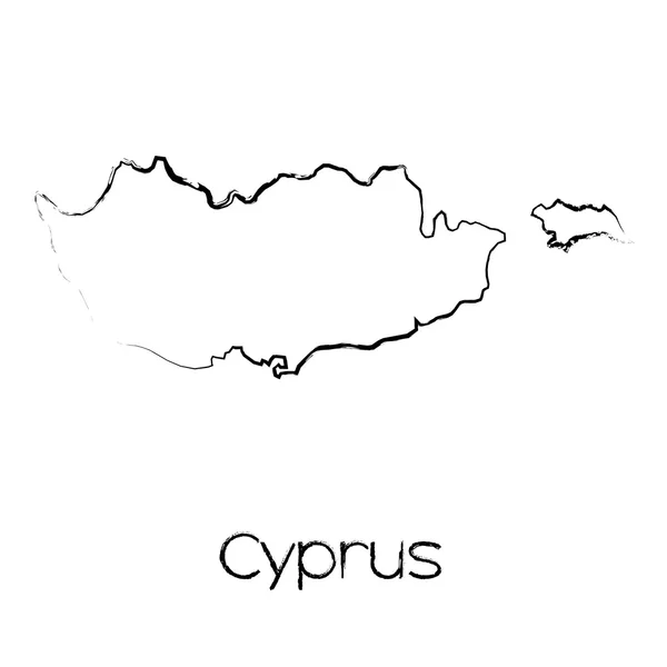 Kıbrıs'ın ülkenin karalanmış şekli — Stok Vektör