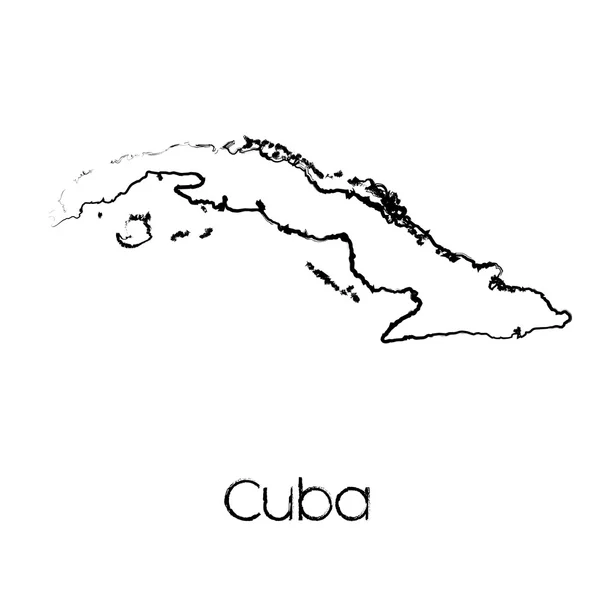 Forma garabateada del país de Cuba — Vector de stock