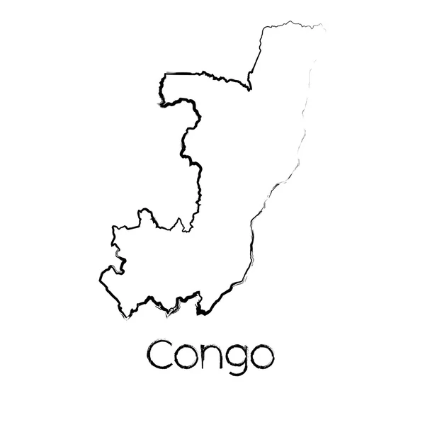 Forma scarabocchiata del Paese del Congo — Vettoriale Stock