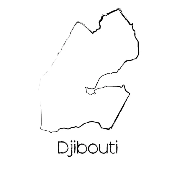 Forma garabateada del país de Yibuti — Vector de stock