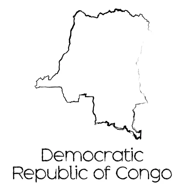 Scribbled Shape of the Country of Democratic Republic of Congo — Stock Vector