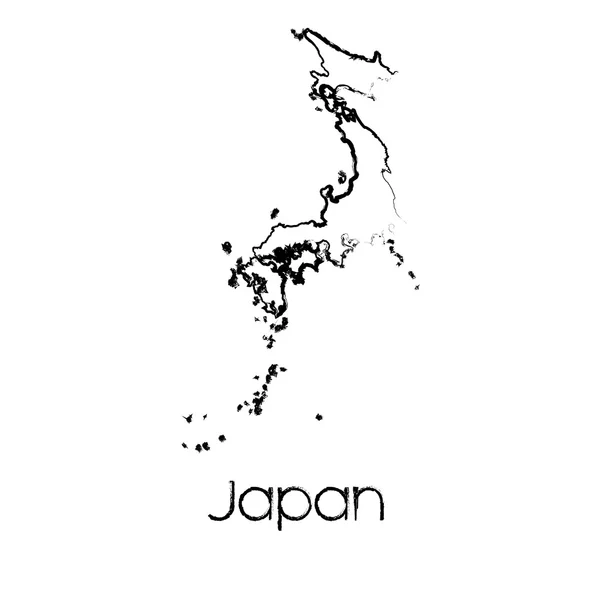 Forma scarabocchiata del Paese del Giappone — Vettoriale Stock