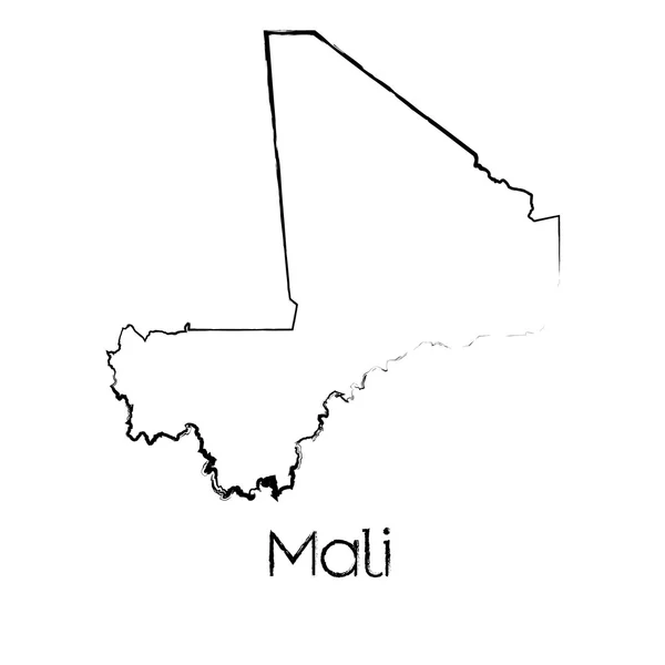 Forma scarabocchiata del Paese del Mali — Vettoriale Stock