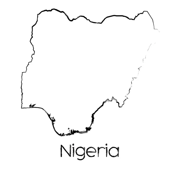 Forma rabiscada do país da Nigéria — Vetor de Stock