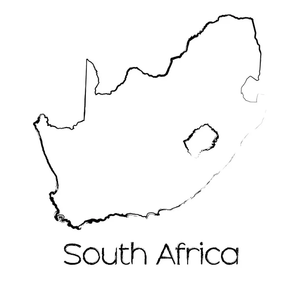 Güney Afrika'nın ülkenin karalanmış şekli — Stok Vektör