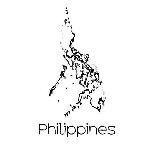 Forma garabateada del país de Filipinas — Vector de stock