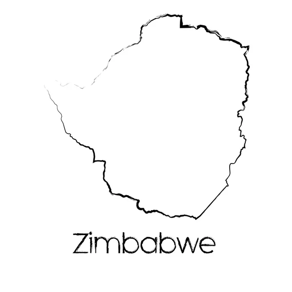 Forma scarabocchiata del Paese dello Zimbabwe — Vettoriale Stock