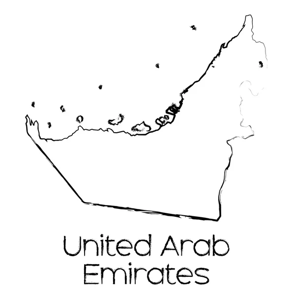 Forma garabateada del país de los Emiratos Árabes Unidos — Vector de stock