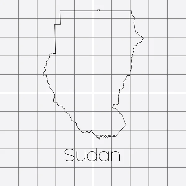 Kvadrerade bakgrund med formen land i Sudan — Stock vektor