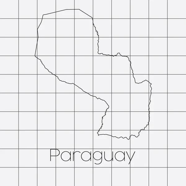 Fond carré avec la forme de pays du Paraguay — Image vectorielle