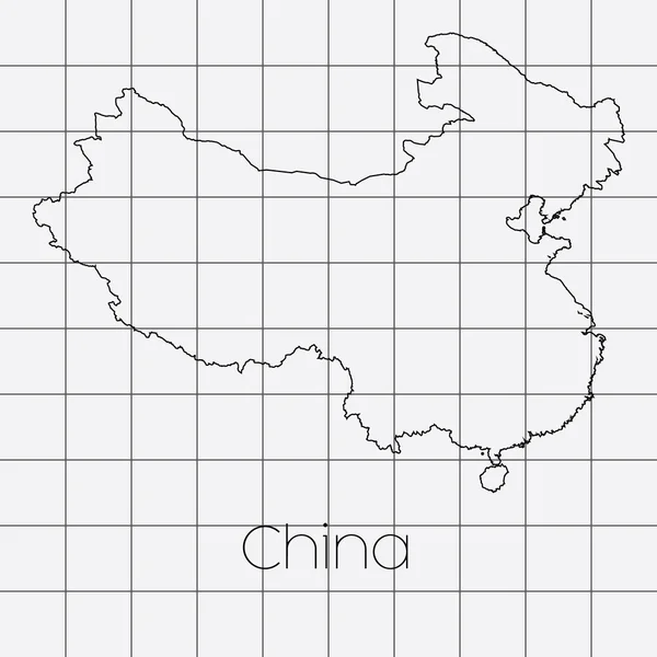 Sfondo quadrato con la forma del paese della Cina — Vettoriale Stock