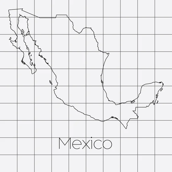 Contexte carré avec la forme du pays du Mexique — Image vectorielle