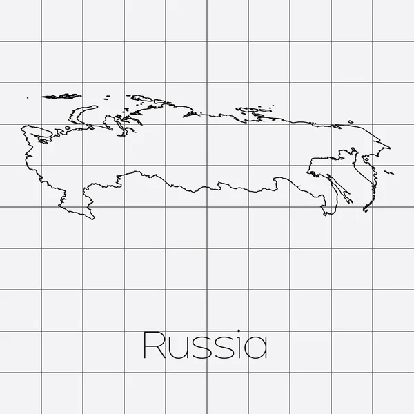 Kwadraat achtergrond met de land vorm van Rusland — Stockvector