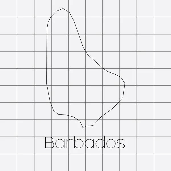 バルバドスの国の形をした四角形の背景 — ストックベクタ