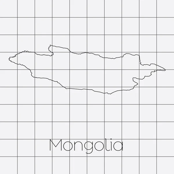 Arrière-plan carré avec la forme du pays de Mongolie — Image vectorielle