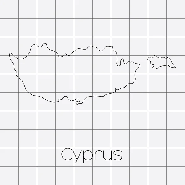 Squared Background with the country shape of Cyprus — Stock Vector