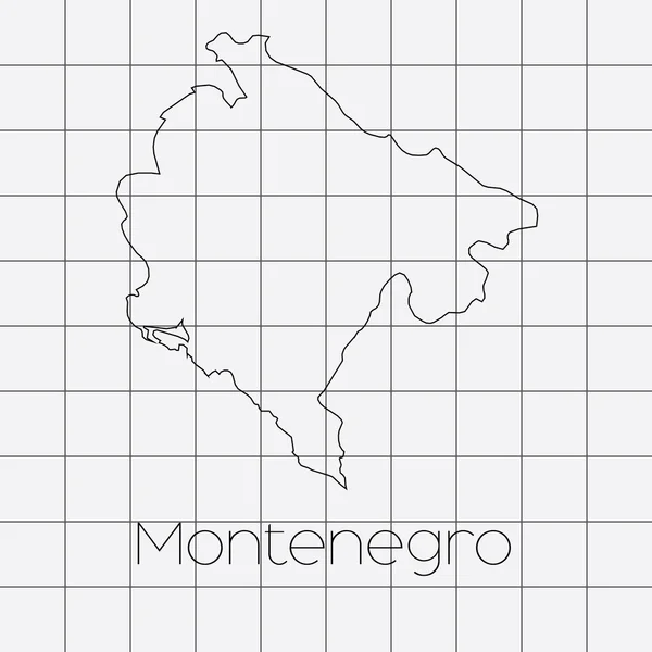 Squared Background with the country shape of Montenegro — Stock Vector