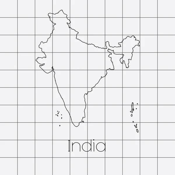 インドの国の形と四角形の背景 — ストックベクタ